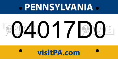 04017D0 Pennsylvania License Plate