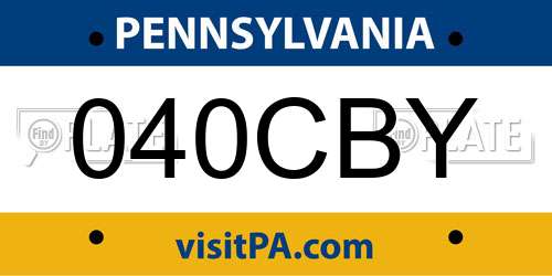 040CBY Pennsylvania License Plate