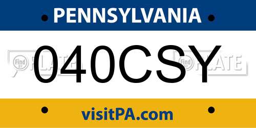 040CSY Pennsylvania License Plate
