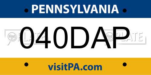 040DAP Pennsylvania License Plate