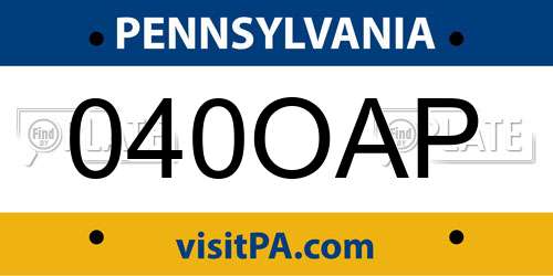 040OAP Pennsylvania License Plate