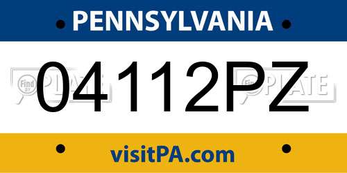 04112PZ Pennsylvania License Plate