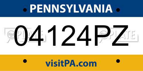 04124PZ Pennsylvania License Plate