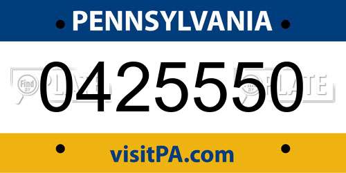 0425550 Pennsylvania License Plate