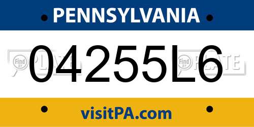 04255L6 Pennsylvania License Plate