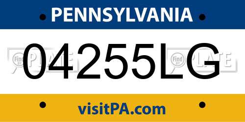 04255LG Pennsylvania License Plate