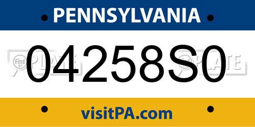04258S0 Pennsylvania License Plate