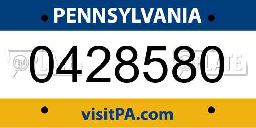 0428580 Pennsylvania License Plate