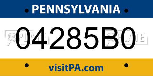 04285B0 Pennsylvania License Plate
