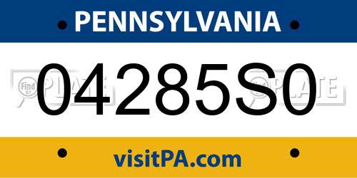 04285S0 Pennsylvania License Plate