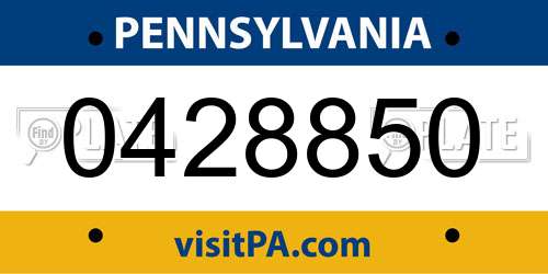 0428850 Pennsylvania License Plate