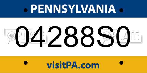 04288S0 Pennsylvania License Plate