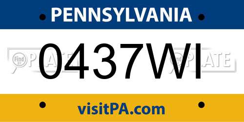 0437WI Pennsylvania License Plate
