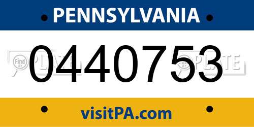 0440753 Pennsylvania License Plate