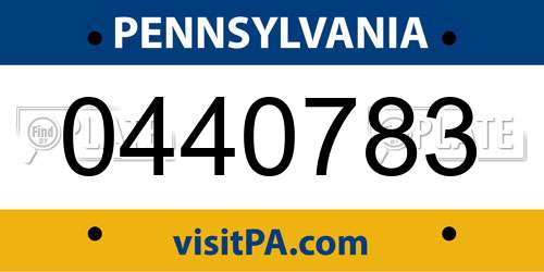 0440783 Pennsylvania License Plate