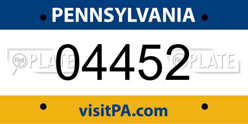 04452 Pennsylvania License Plate