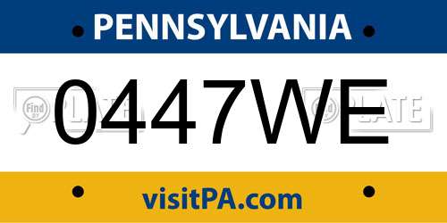 0447WE Pennsylvania License Plate