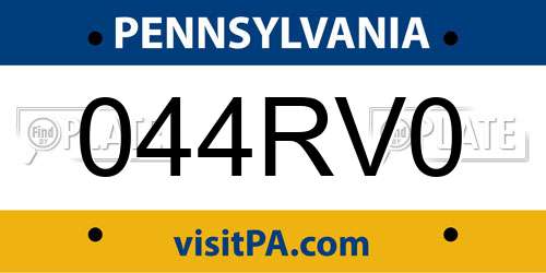 044RV0 Pennsylvania License Plate