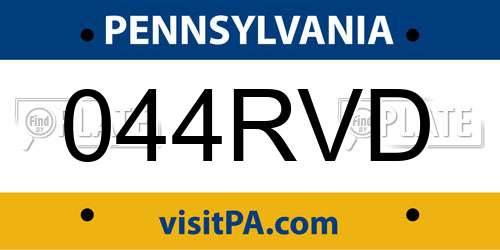 044RVD Pennsylvania License Plate