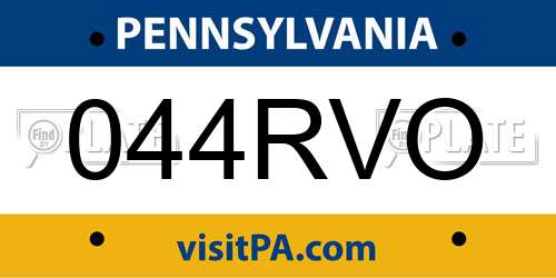 044RVO Pennsylvania License Plate