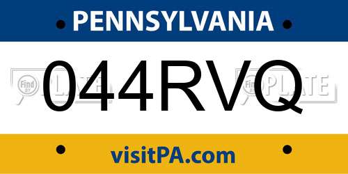 044RVQ Pennsylvania License Plate