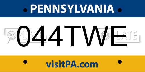 044TWE Pennsylvania License Plate