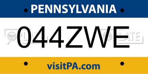 044ZWE Pennsylvania License Plate