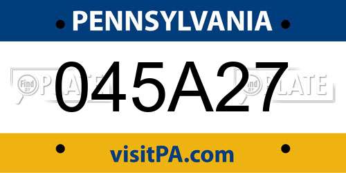 045A27 Pennsylvania License Plate
