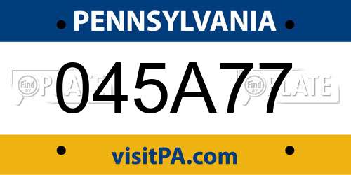 045A77 Pennsylvania License Plate