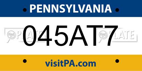 045AT7 Pennsylvania License Plate