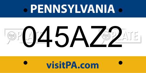 045AZ2 Pennsylvania License Plate
