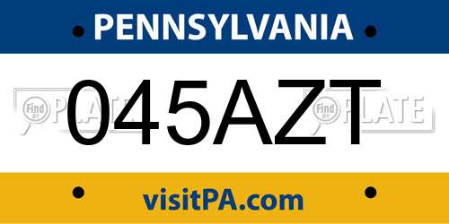 045AZT Pennsylvania License Plate