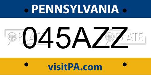 045AZZ Pennsylvania License Plate