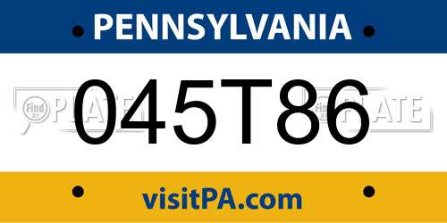 045T86 Pennsylvania License Plate