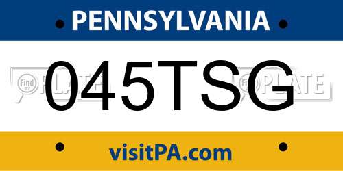 045TSG Pennsylvania License Plate