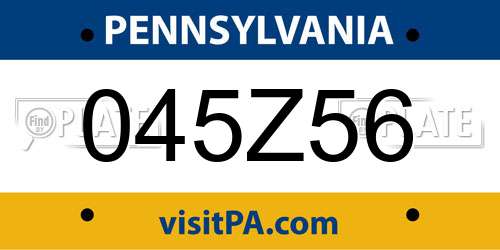 045Z56 Pennsylvania License Plate