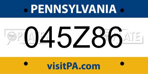 045Z86 Pennsylvania License Plate