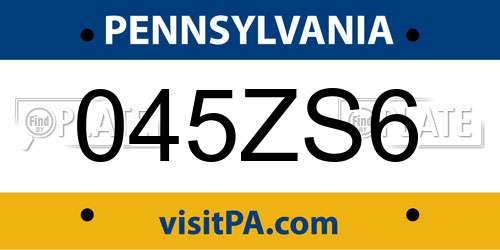 045ZS6 Pennsylvania License Plate