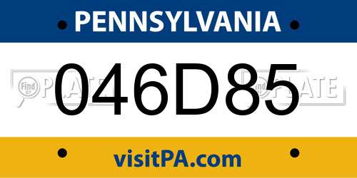 046D85 Pennsylvania License Plate