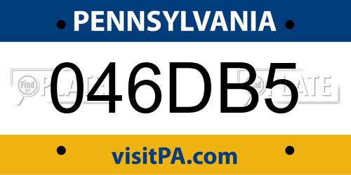 046DB5 Pennsylvania License Plate