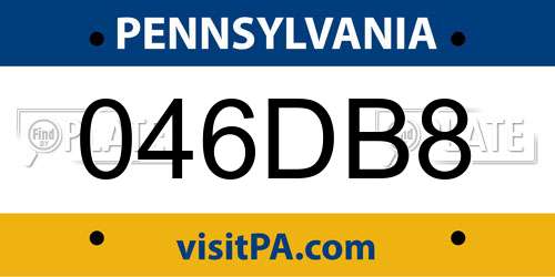 046DB8 Pennsylvania License Plate