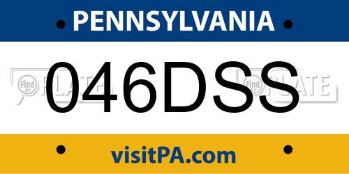 046DSS Pennsylvania License Plate