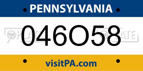 046O58 Pennsylvania License Plate