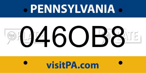 046OB8 Pennsylvania License Plate