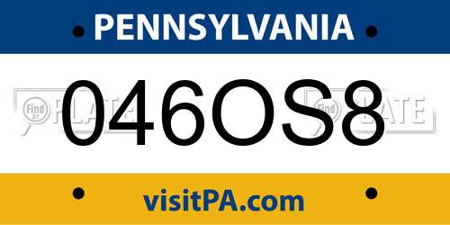 046OS8 Pennsylvania License Plate
