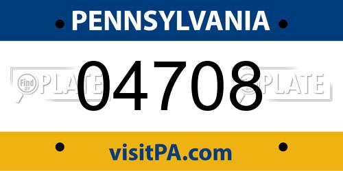 04708 Pennsylvania License Plate