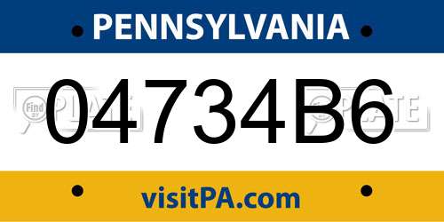 04734B6 Pennsylvania License Plate