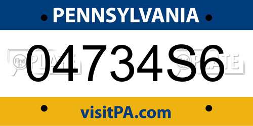 04734S6 Pennsylvania License Plate