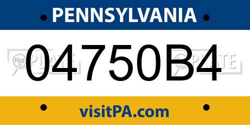 04750B4 Pennsylvania License Plate