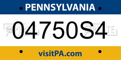 04750S4 Pennsylvania License Plate